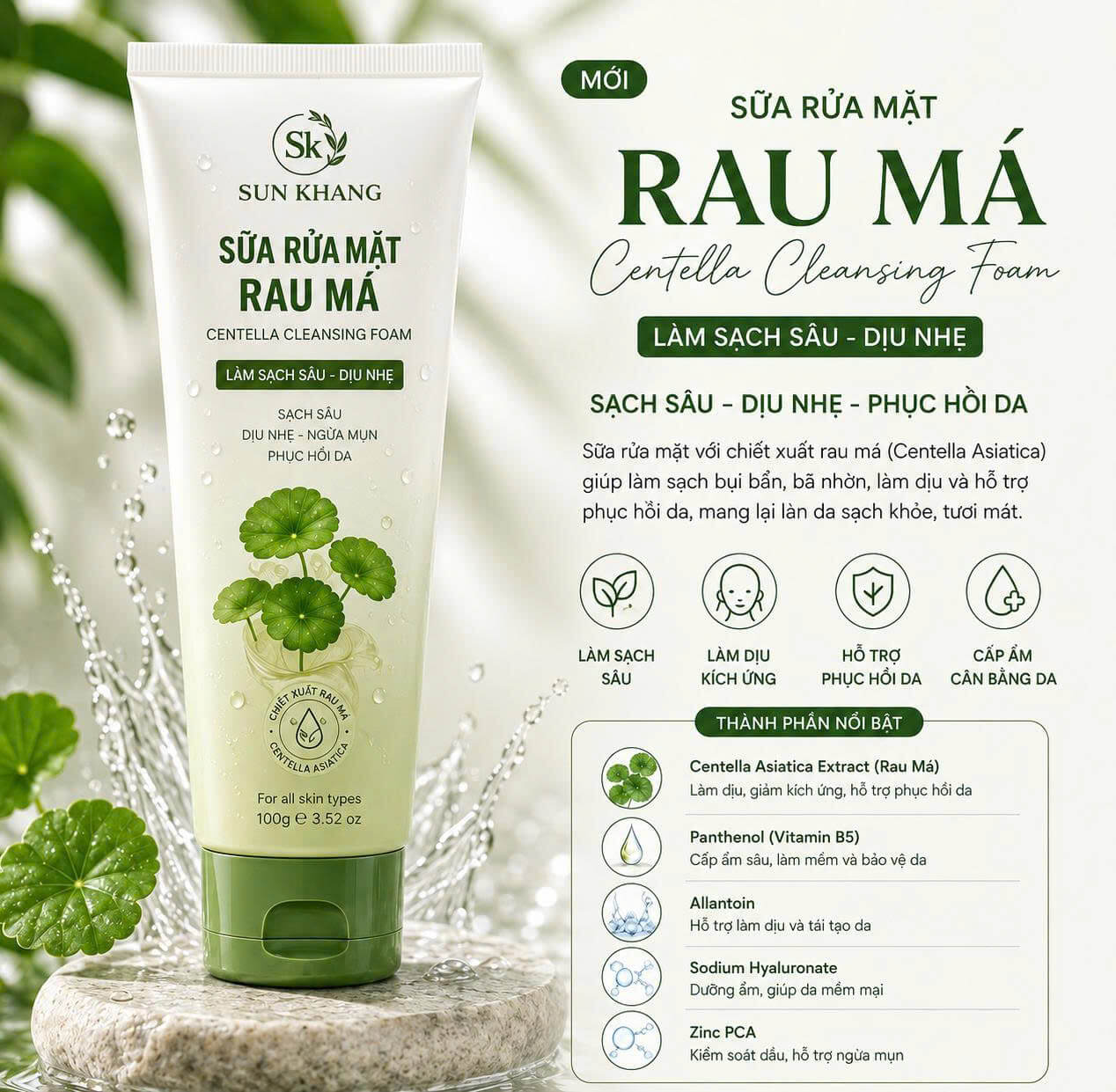 Sữa Rửa Mặt Rau Má Sun Khang